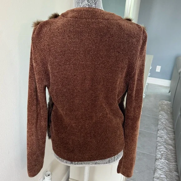 Lisa International Black and Brown Leather Jacket with Faux Fur - Picture 4 of 10